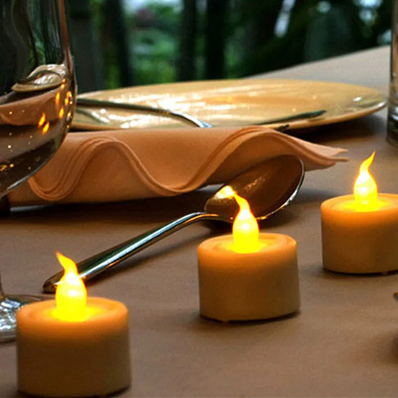 10 шт. светодиодные чайсветильник свечи беспламенный мерцающий ночник с питанием