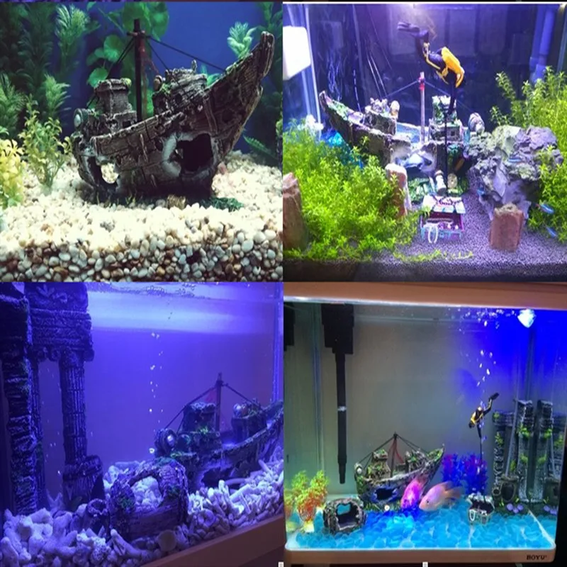 

Sinking Pirate Ship Boat Aquarium Fish Tank Landscaping Home Desk Decoration Resin Toys DIY Crafts Kids Adult Accessories Rock