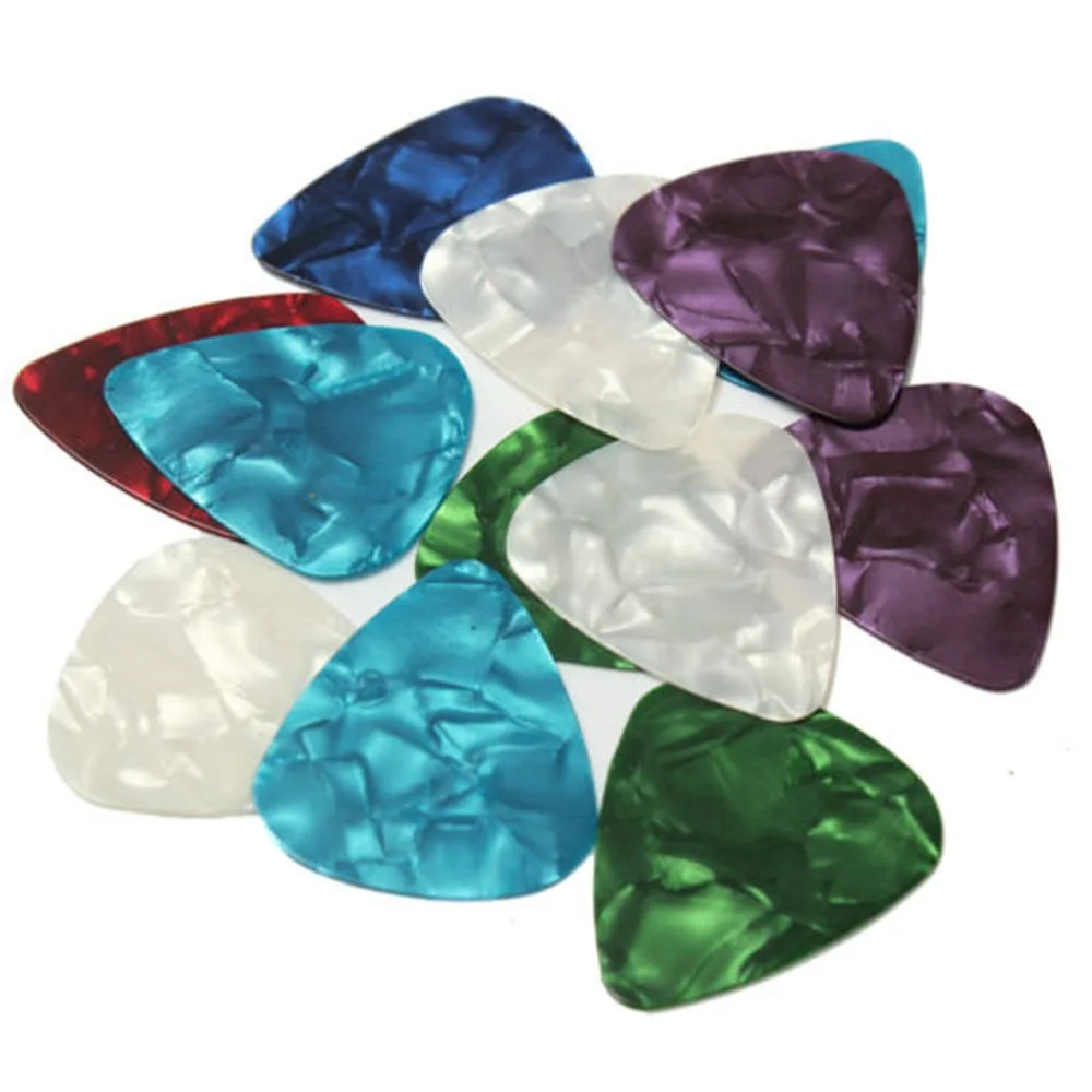 New 10 Pcs Thin Durable 0.46mm 0.71mm 0.96mm Celluloid Guitar Picks Plectrums Assorted Colors Pick Accessories Hot Sale | Спорт и