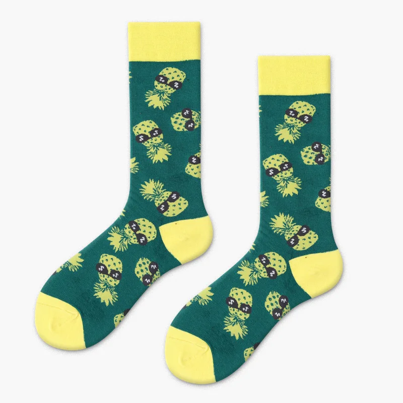 

Peonfly Cotton Colorful Men Funny Food Pineapple Pumpkin Cactus Harajuku Happy Socks for Christmas Gift