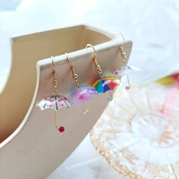 cute rainbow umbrella pendant earrings hanging earrings for women and girls silver plated earrings jewelry