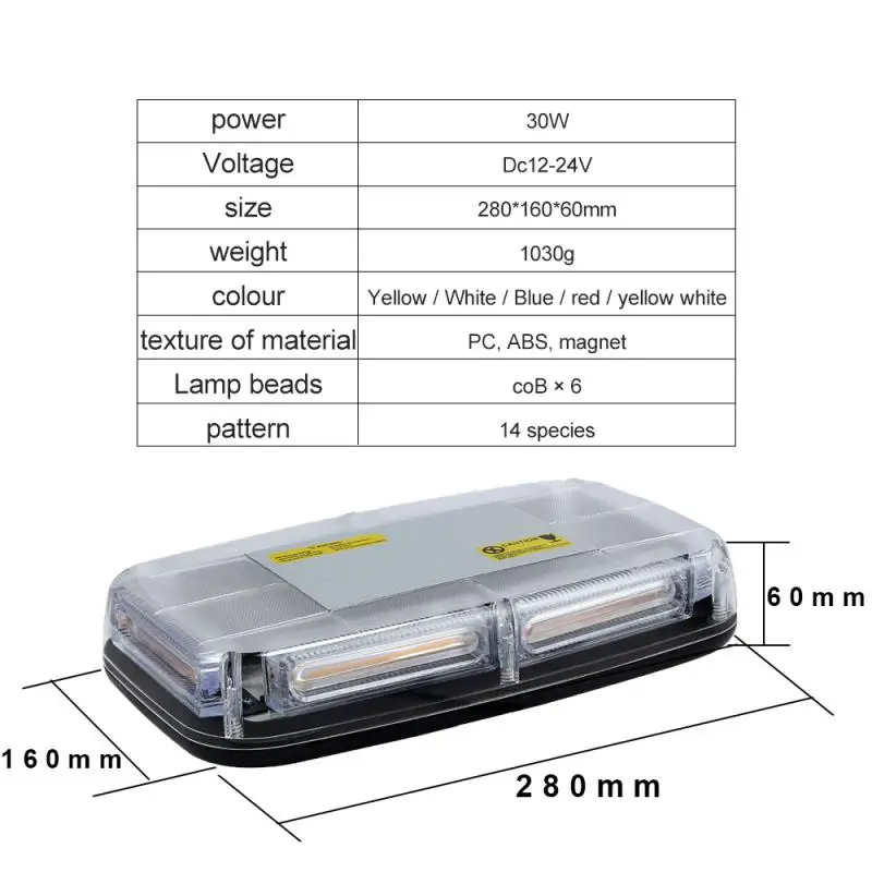 

30W Signal Lamp Car Roof strobe Light 24 LED flashing Emergency Warning Light DC12V Police Car fire truck roof Signal Lamp