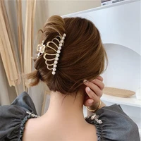 womens hair claws metal pearls crown star bow shark clip elegant gift for girls 2021 new fashion headwear accessories wholesale