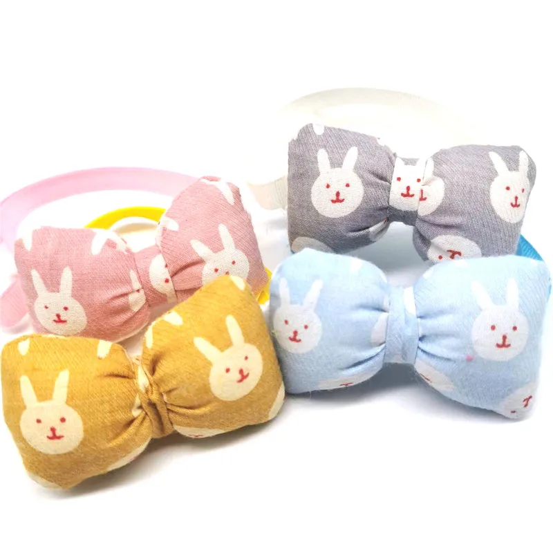 

50pcs Pet Dog Cat Bow Ties Rabbit Pattern Adjustable Pet Collar Small Dog Grooming Products Bow Tie for Dogs