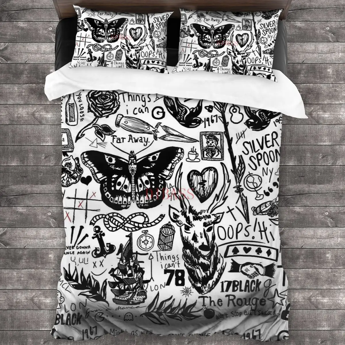 

Tattoos Collage 100%Pure Cotton Comforter Set with 2 Pillowcase,Soft Microfiber Duvet Cover Set, Bedding Sets Bed Set