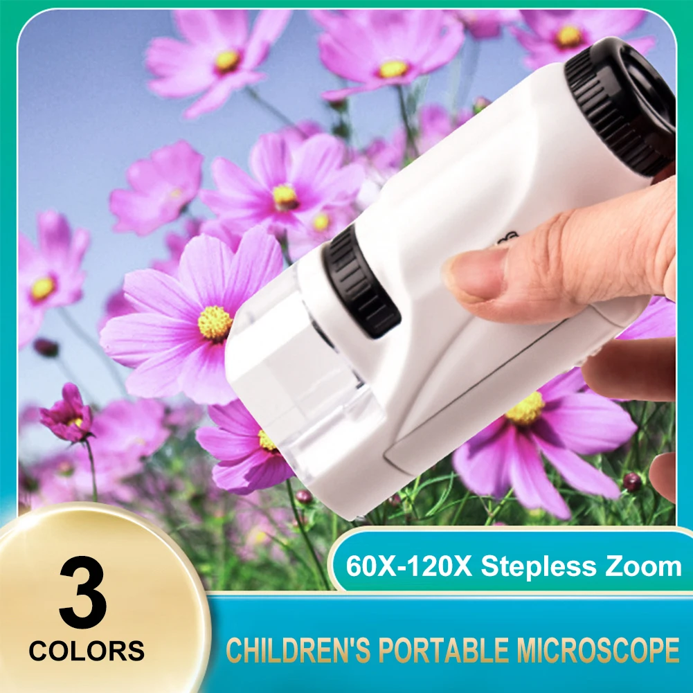 

Handheld Microscope Kit Lab LED Light 60X-120X Home School Biological Science Educational Toys For Children Brinquedo STEM Gift