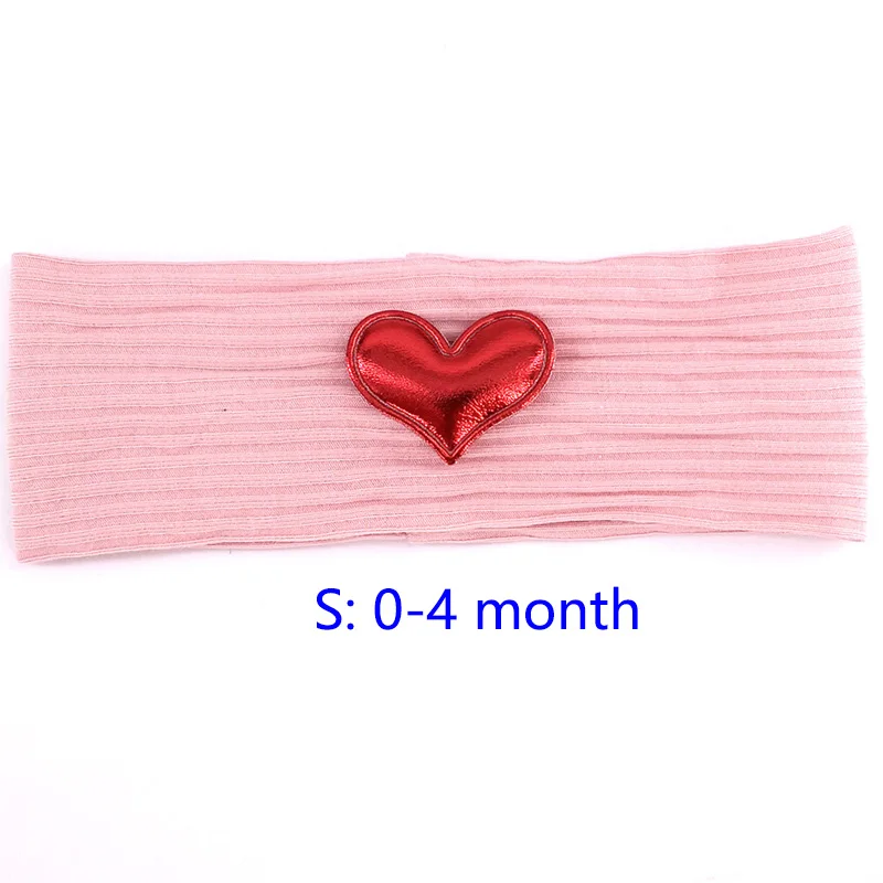 pink S R Мягкая повязка на голову из хлопка с сердечком для новорожденных девочек, летняя эластичная повязка на голову в рубчик, аксессуары для волос в виде тюрбана, подарки для новорожденных - Цвет: pink S R