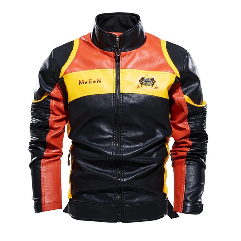 

Mcikkny винтажные мужские Куртки из искусственной кожи с воротником-стойкой, Мотоциклетные Куртки из искусственной кожи, верхняя одежда для му...