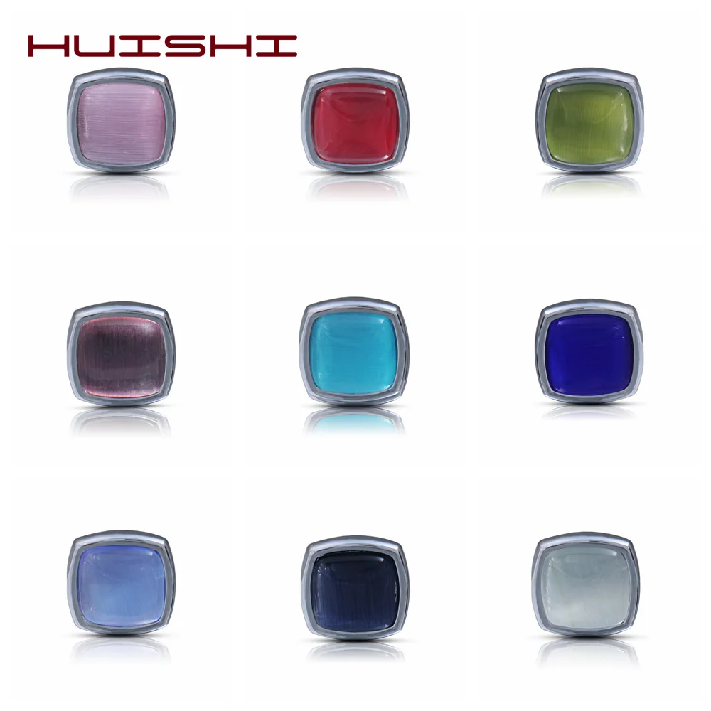 

HUISHI Cufflinks For Mens Wedding Metal Red Blue Cat's-eye stone Cufflinks Men's Shirts Cufflinks Groom Wedding Business Shirt