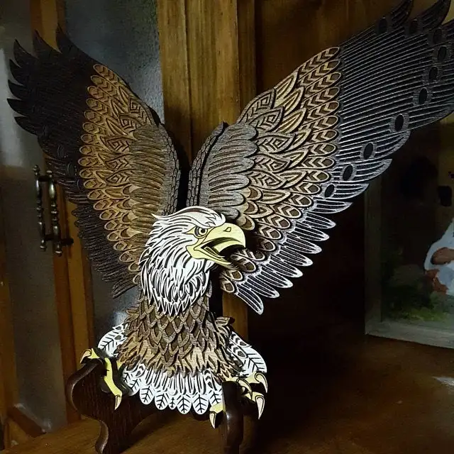 

3D Multilayer Eagle Model Home Decor Wall Art DWG DXF SVG Cdr File for Laser Cutter and Cricut Maker