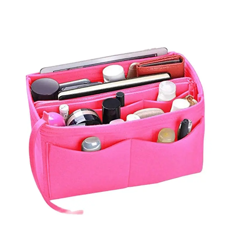 

Multi-Function Felt Cosmetic Bag Women Fashion Striped Make Up Zip Bag Portable Travel Organizer Storage Bags Zadig Et Voltaire