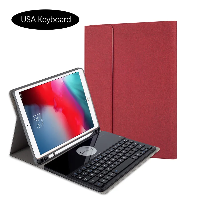 Для iPad 10," чехол Съемная Беспроводная зарядка США Bluetooth клавиатура кожаный чехол для iPad 7th 10,2 Чехол держатель ручки