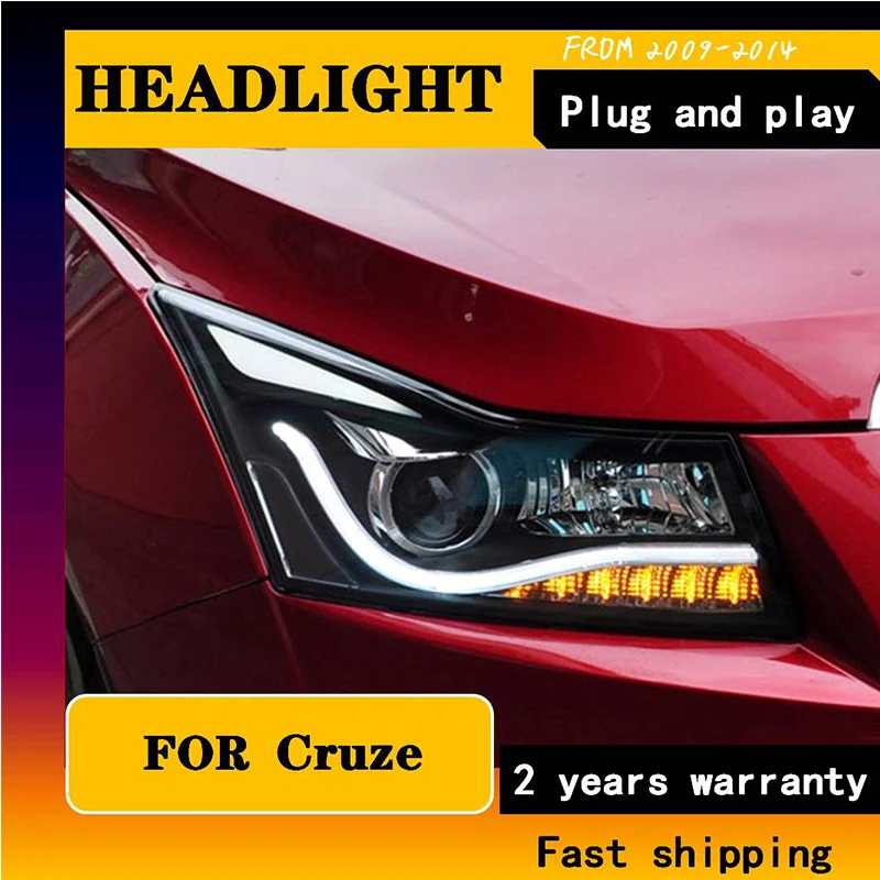 Стайлинг автомобиля для фар Chevrolet Cruze 2009-2014 Head Light Angel Eye DRL Q5 Bi Xenon H7 hid Bi-Xenon Lens Low Beam
