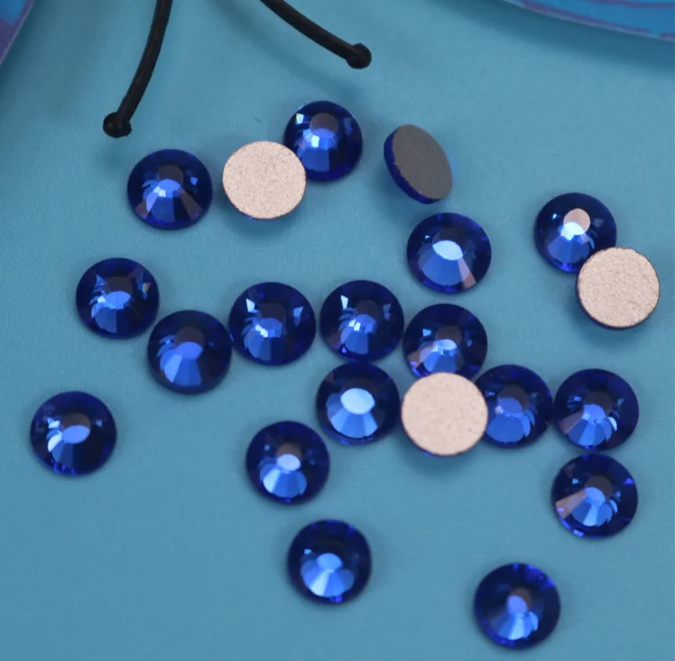 Размер s16 сапфировые блестящие стразы без горячей фиксации с плоской задней