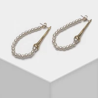 amorita boutique elegant artificial pearl string hoop earrings