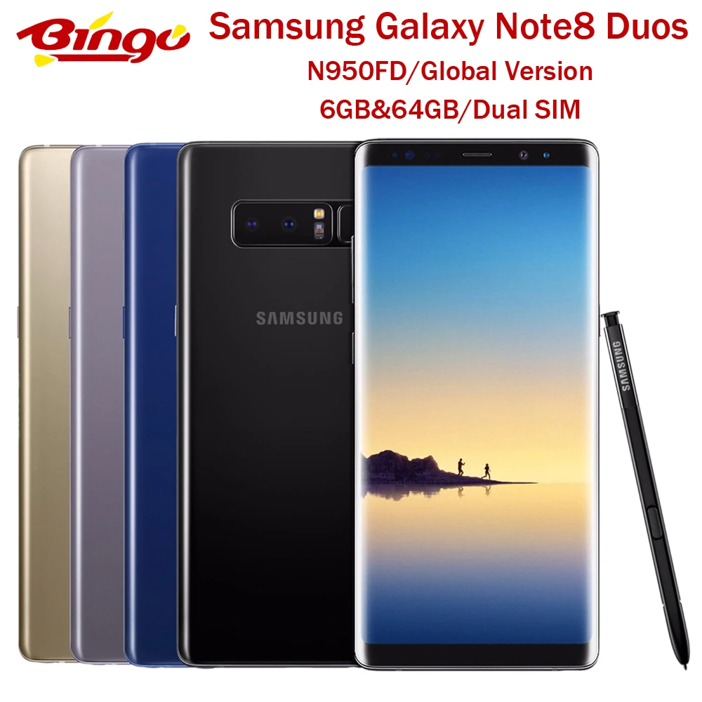 Оригинальный разблокированный телефон Samsung Galaxy Note8 Duos N950FD Note 8 4G LTE Восьмиядерный 6