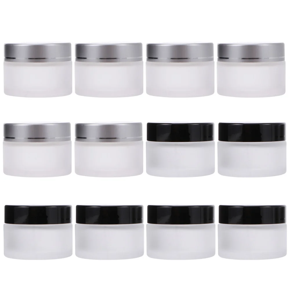 

12Pcs 30g Small Glass Bottles Jars Leak-Proof Cosmetics Cream Box Container