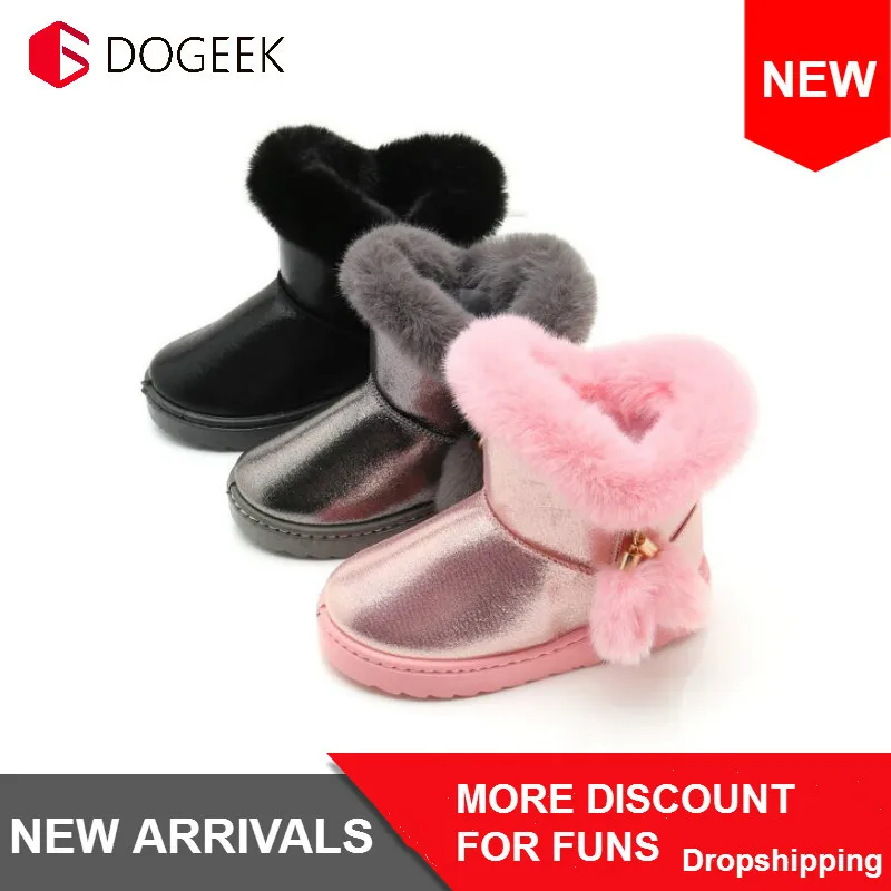 Детские зимние ботинки DOGEEK для девочек зимняя обувь повседневные принцесс