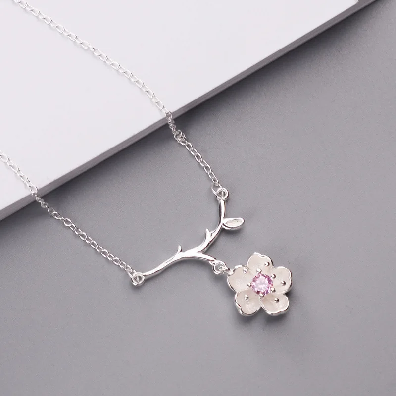 

REETI New Arrivals real 925 Sterling Silver Crystal flower Necklaces Pendant Hot Sale Pure Silver Jewelry for Women