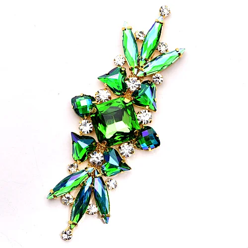 Emerald AB Красочные Стразы 10,3x4 см, аппликация в виде лошадиного глаза, стрекозы, медаль со стразами для украшения свадебного платья B1327 - Цвет: Emerald AB