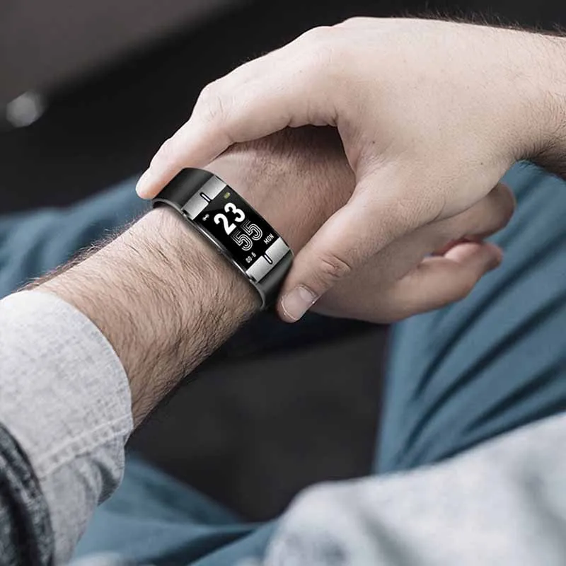 Мужские часы умный браслет с монитором сердечного ритма ЭКГ + PPG измеритель