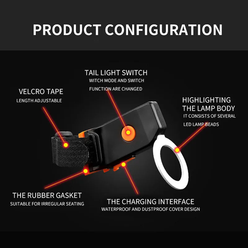 Флэш-светильник для велосипеда задний Фонари IP64 Водонепроницаемый с