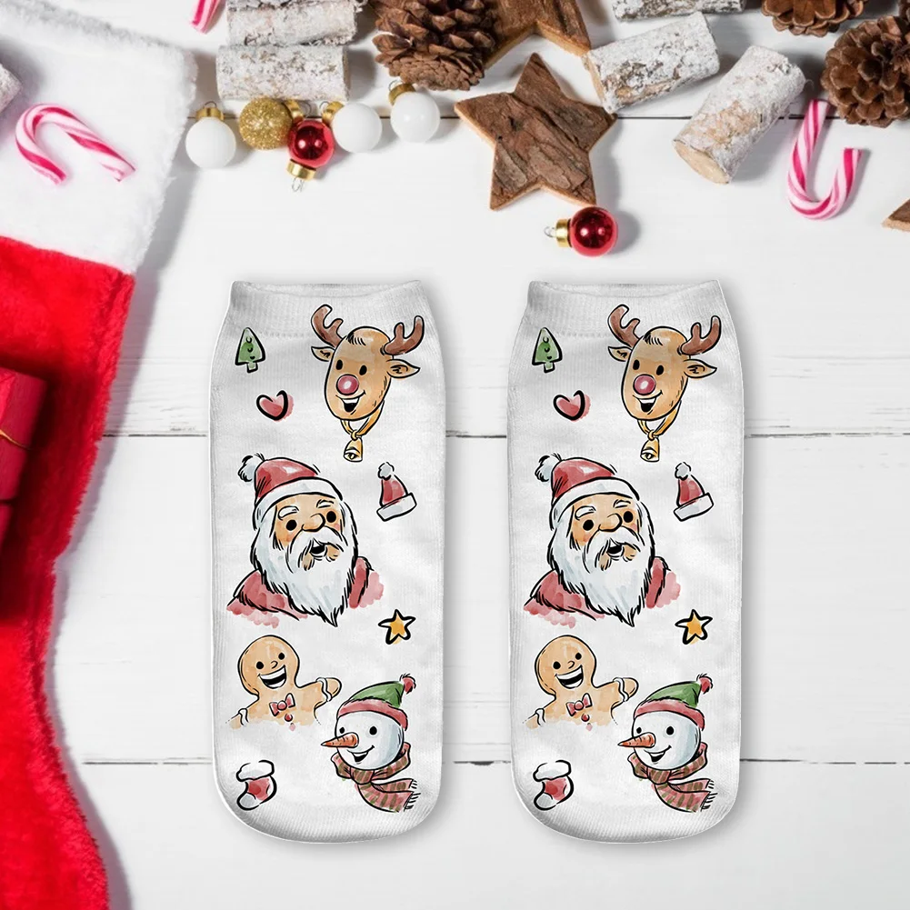 

20cm Children Cotton Socks Party Costume Novelty Art Christmas Gifts Comfortable Cartoon Printed Stockings Happy New Year