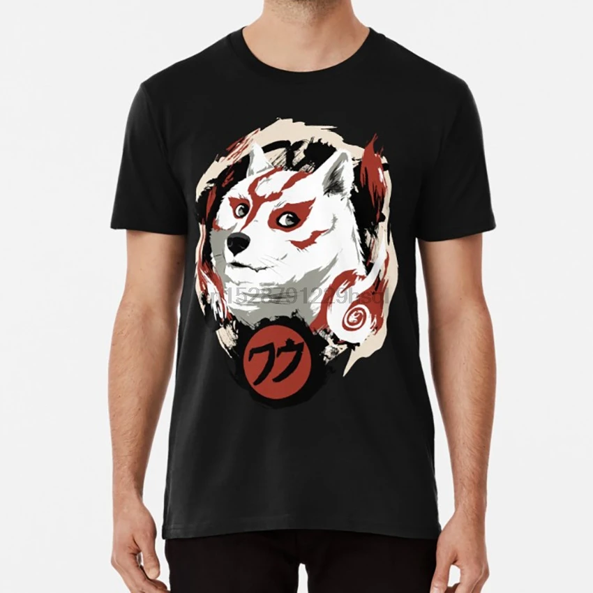 Очень удобная футболка doge okami amaterasu meme забавная классная wow jimiyo wolf Интернет-игры |