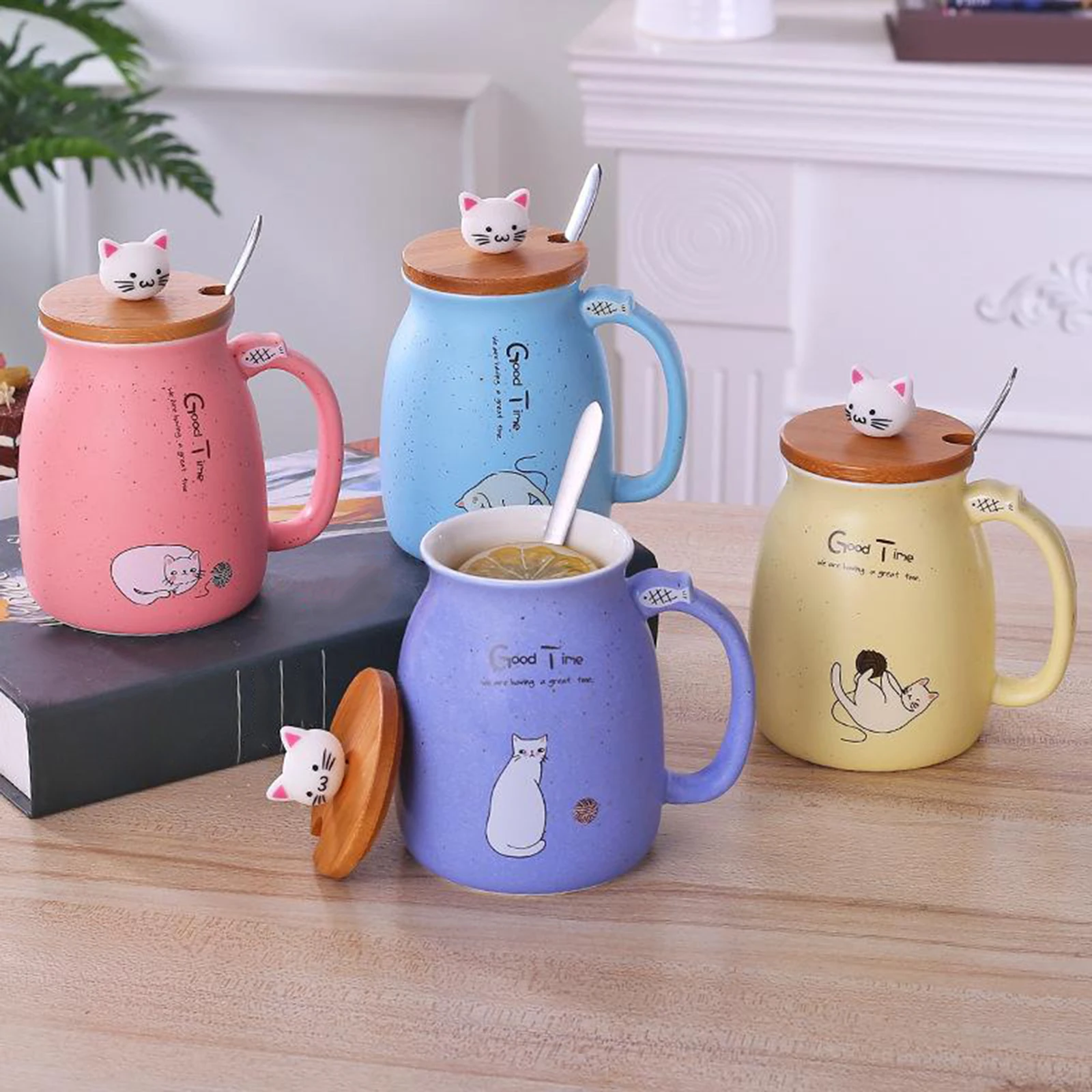 

Colorful mugs ceramic mug cute cup kawaii cups Cute Cartoon Cat Ceramic Mug With Lid Creative Breakfast Milk Coffee Mug Mug