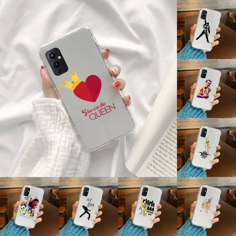 

Freddie Mercury Queen band Phone Case Transparent For OnePlus 9 8 7 7t 8t Oppo find X3 X2 reno5 Vivo X60 X50 Pro MeiZu 17 16XS