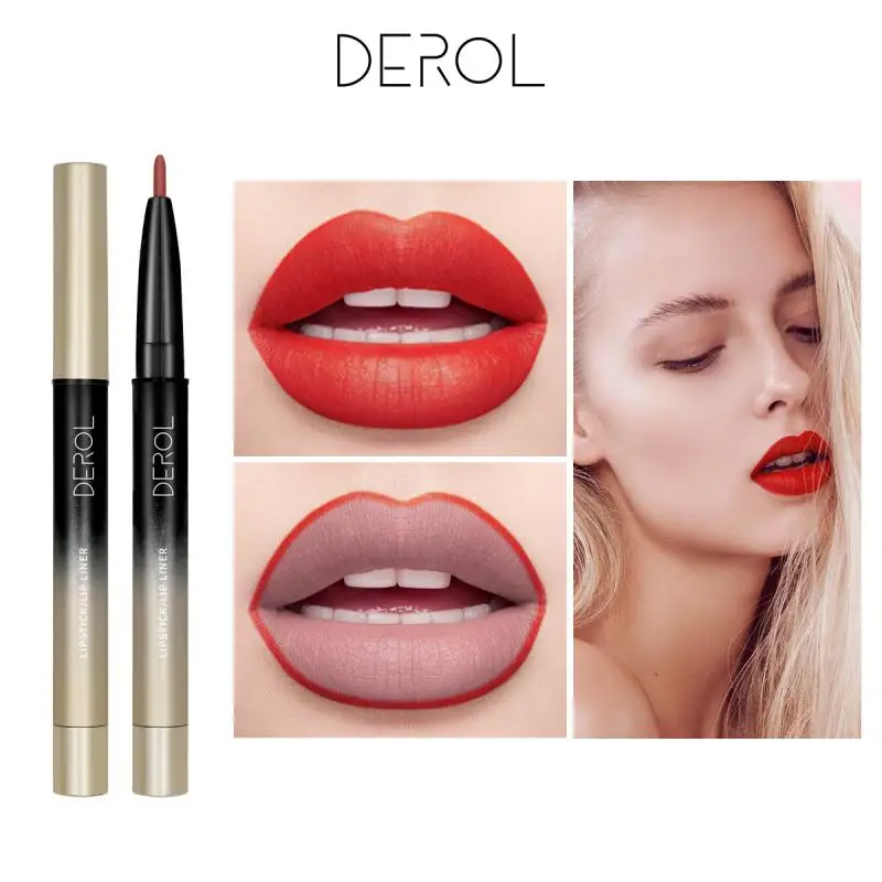 

12 Colors Matte Lipstick Lip Liner 2 in 1 Long-lasting Water Embellish Velvety Lip Gloss Sexy Naked Color Waterproof Lipstick