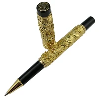 jinhao luxurious rollerball pen golden small double dragon playing pearl metal carving embossing heavy pen for writing gift pen