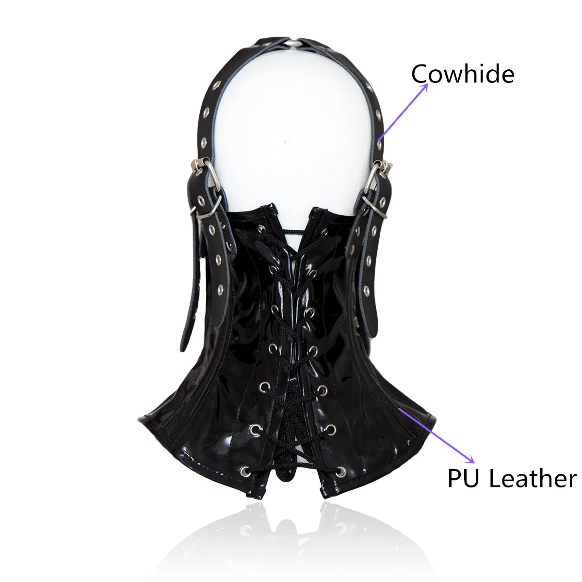 Slave Регулируемая упряжь капюшон маска головные уборы с v образным вырезом для