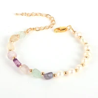 nabest trendy natural pearl pulseras mujer boho irregular crystal rose quartz tiger eye stones beads bracelet for women girls