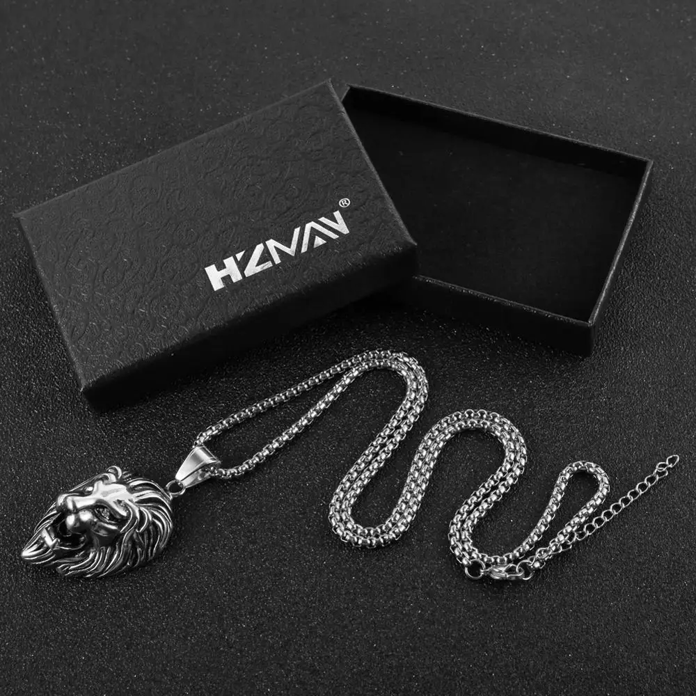 Цепочка HZMAN мужская с подвеской в виде короля льва ожерелье из нержавеющей стали