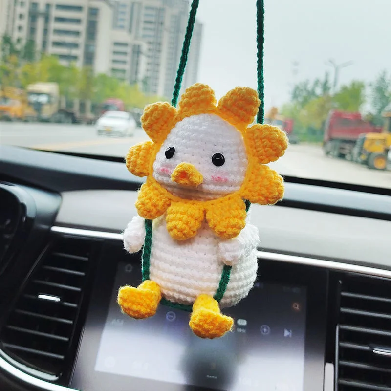 

Cute Swing Duck Pendant dangle wool knitting Anime Car Accessorie Auto Rearview Mirror Ornaments Birthday Gift Auto Decoraction