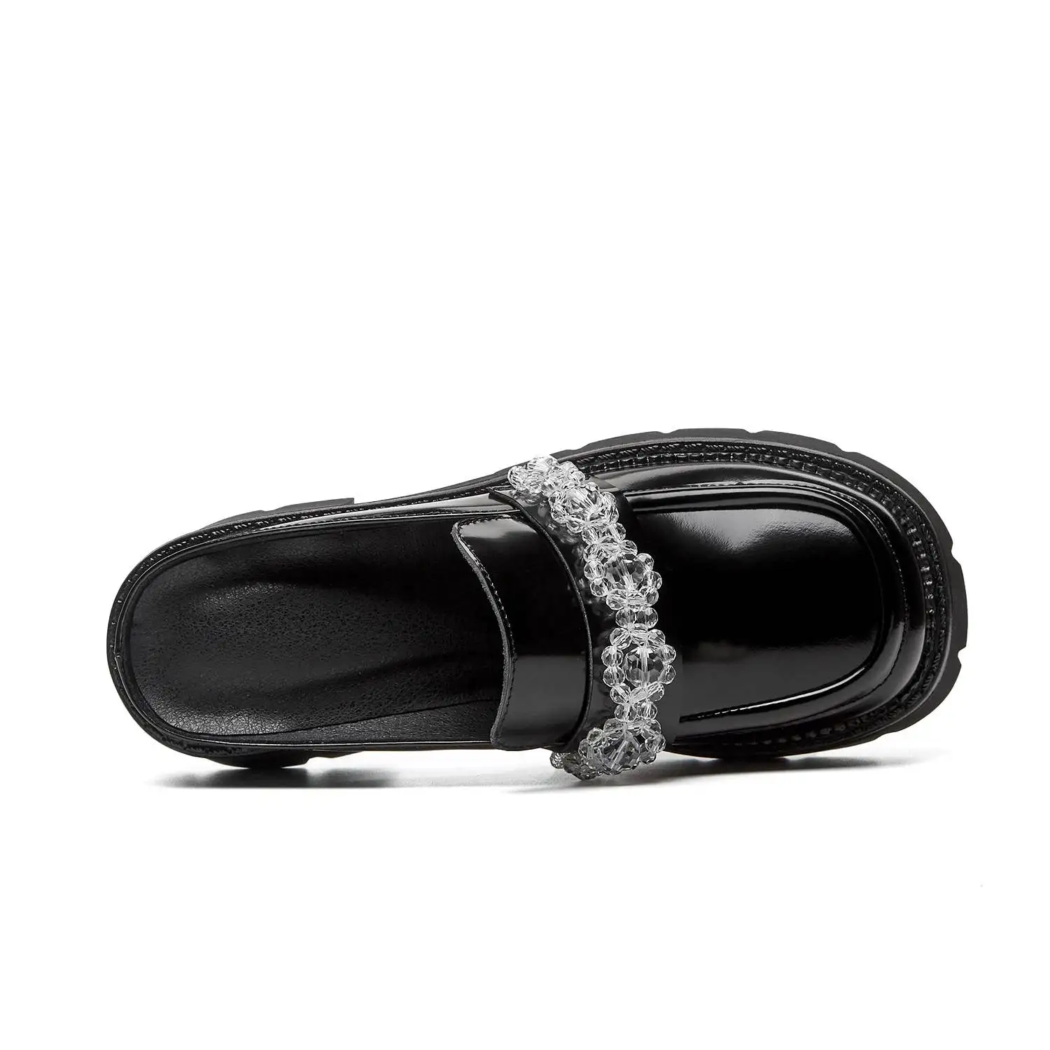 

Vichelo Hot 2021 new genuine leather rhinestone summer mules shoes platform concise slip on party slingback outside slipper L11