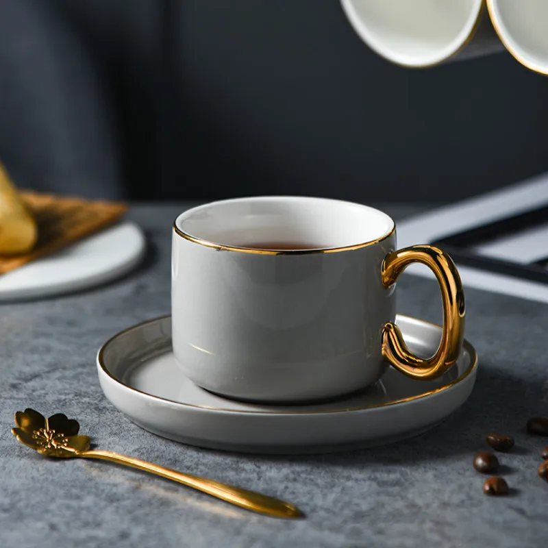 

Handmade Nordic Coffee Cup Creative High Quality Gold Rim Eco Friendly Reusable Coffee Cup Tazas De Cafe Kitchen Drinkware DB60B