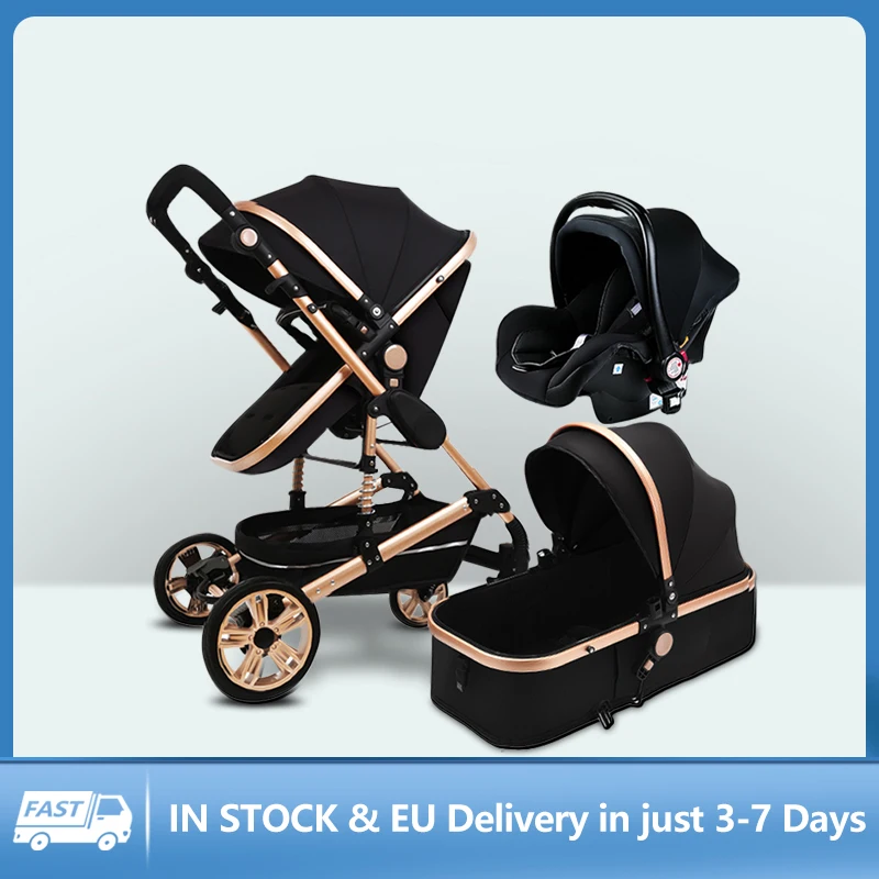 3 в 1 Детские коляски с высоким обзором коляска класса люкс для новорожденных