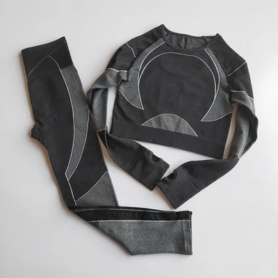 Комплект из 2 предметов Женский бесшовный спортивный костюм Омбре одежда для