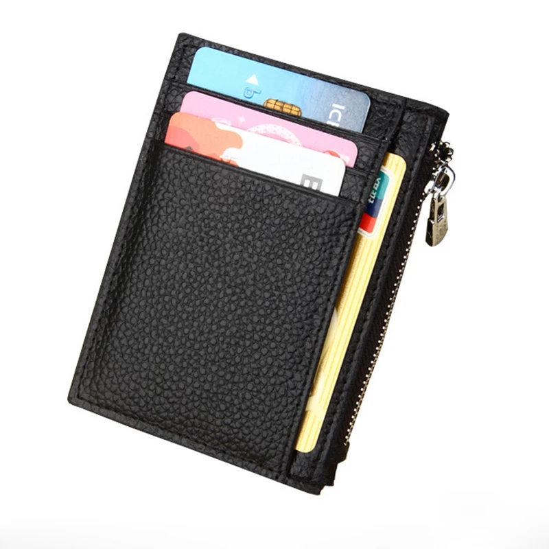 Кожаный тонкий кошелек для визиток удостоверения личности кредитных карт мужчин