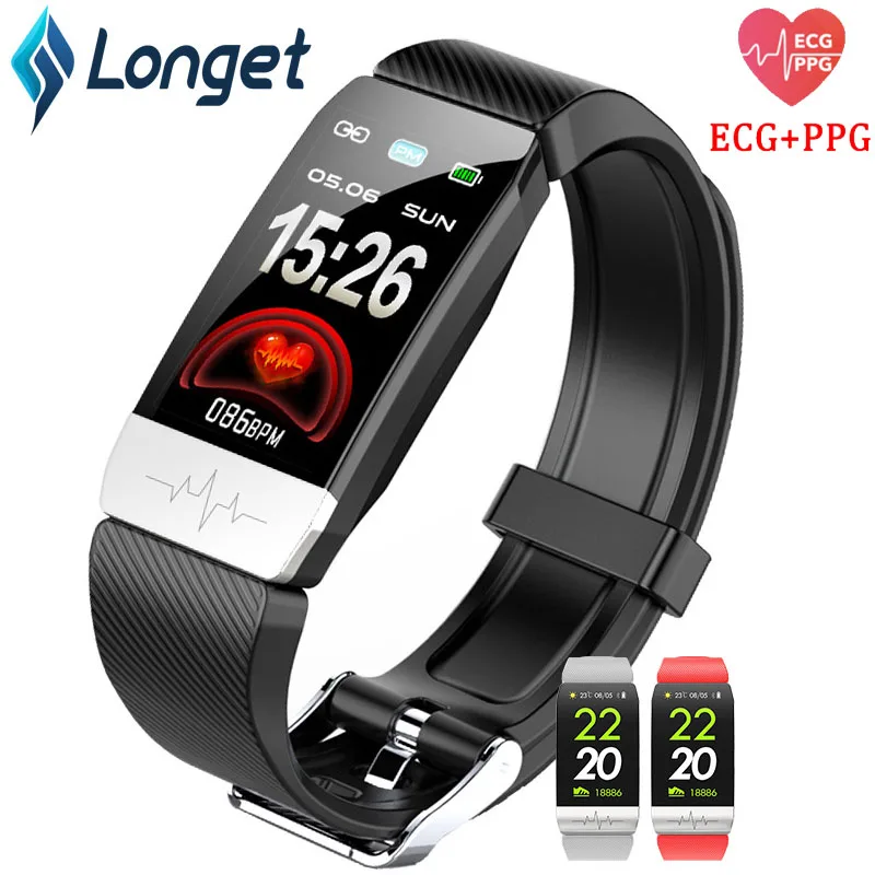 Longet Q1S ECG+ PPG пульсометр фитнес-Браслет Смарт-браслет кровяное давление со сном спортивные водонепроницаемые Смарт-часы для мужчин и женщин