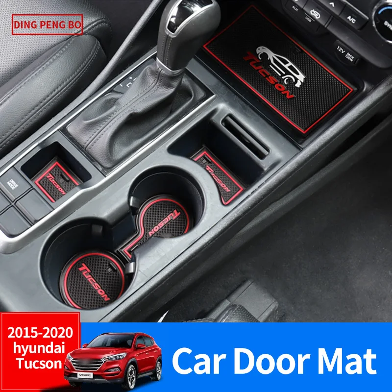 

Car Gate Slot Pad For Hyundai Tucson 2015-2020 Anti-Slip Cup Mat Door Groove Styling Stickers Decorative Accessories