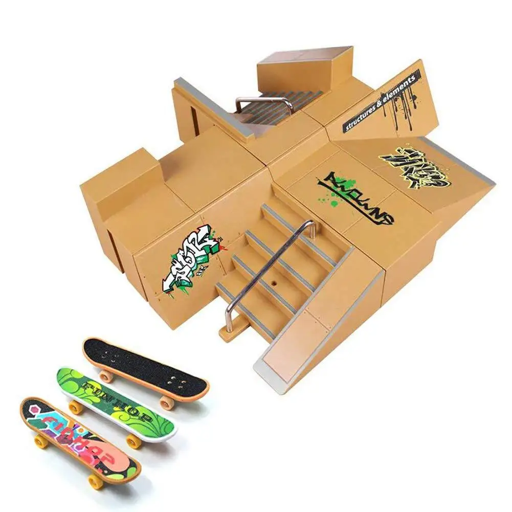 

Finger Skateboards Skate Ramp Parts Set Toy Finger Bike Fingers Training Sport Fingerboard Toys Skate Park Ramp Toy for Children