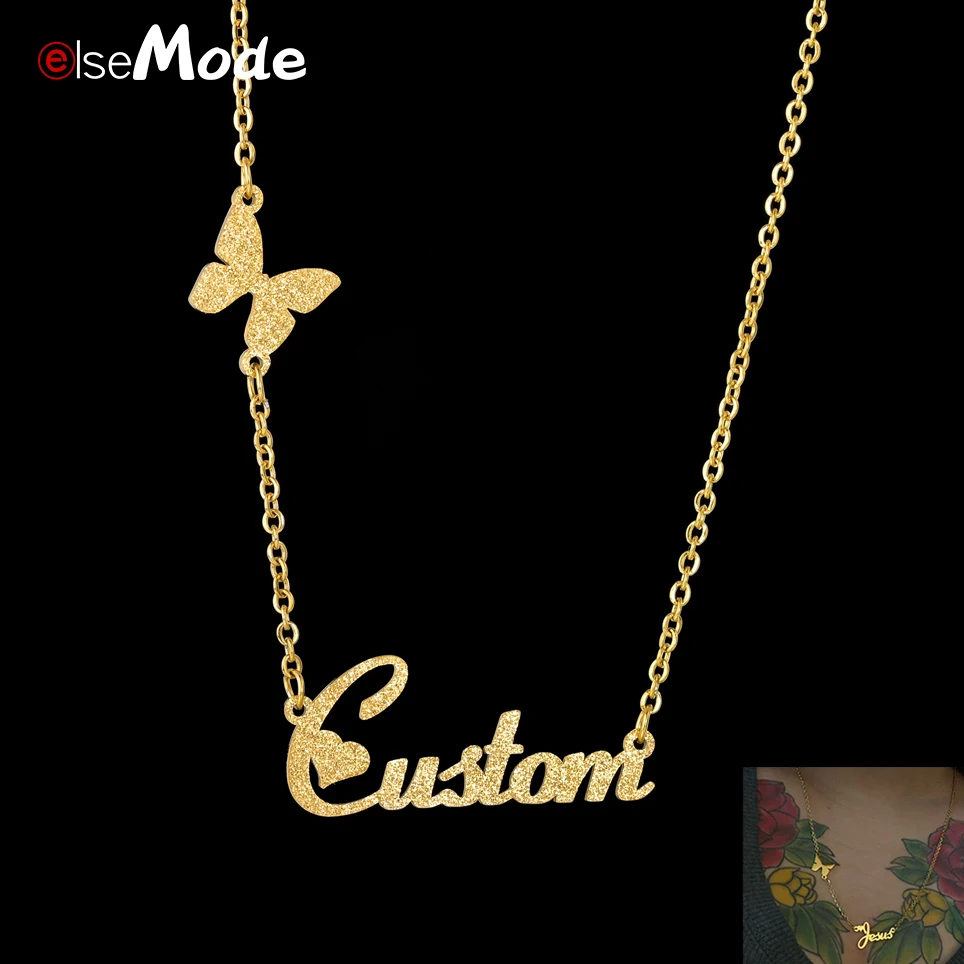 ELSEMODE матовые ожерелья с именем бабочки на заказ золотые женские свадебные
