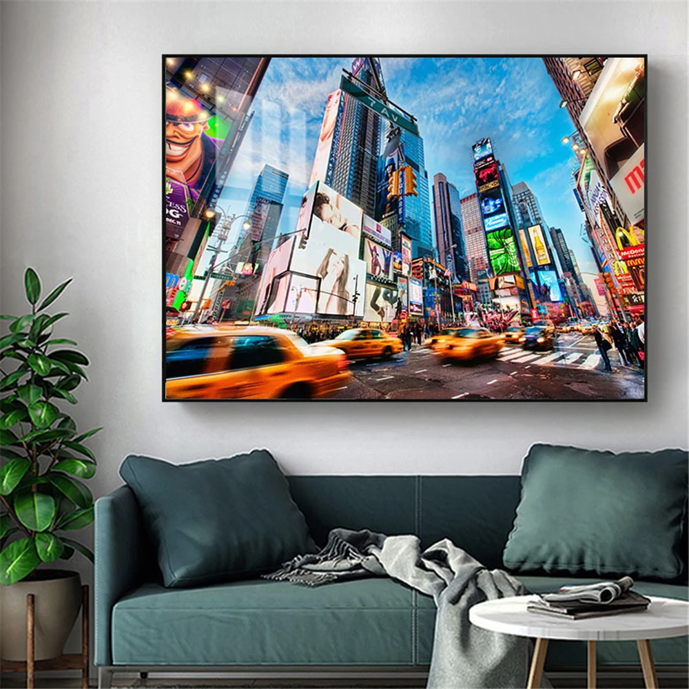 

Изготавливаемый на заказ холст с изображением Нью-Йорка для ночного вида, фотография в современном стиле, Декор для дома и вечеринки #211217-38