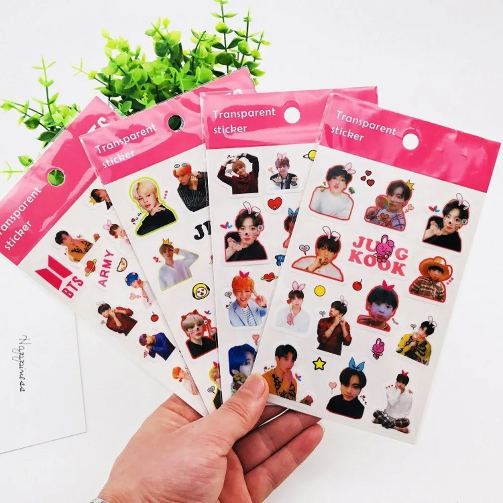 4 шт./компл. новые декоративные DIY Bangtan мальчики Kawaii милые прозрачные наклейки для