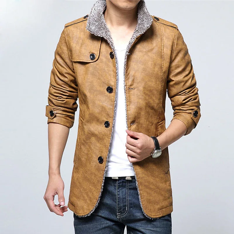 Мужская Зимняя шерстяная куртка модная мужская кожаная шерстяное пальто одежда