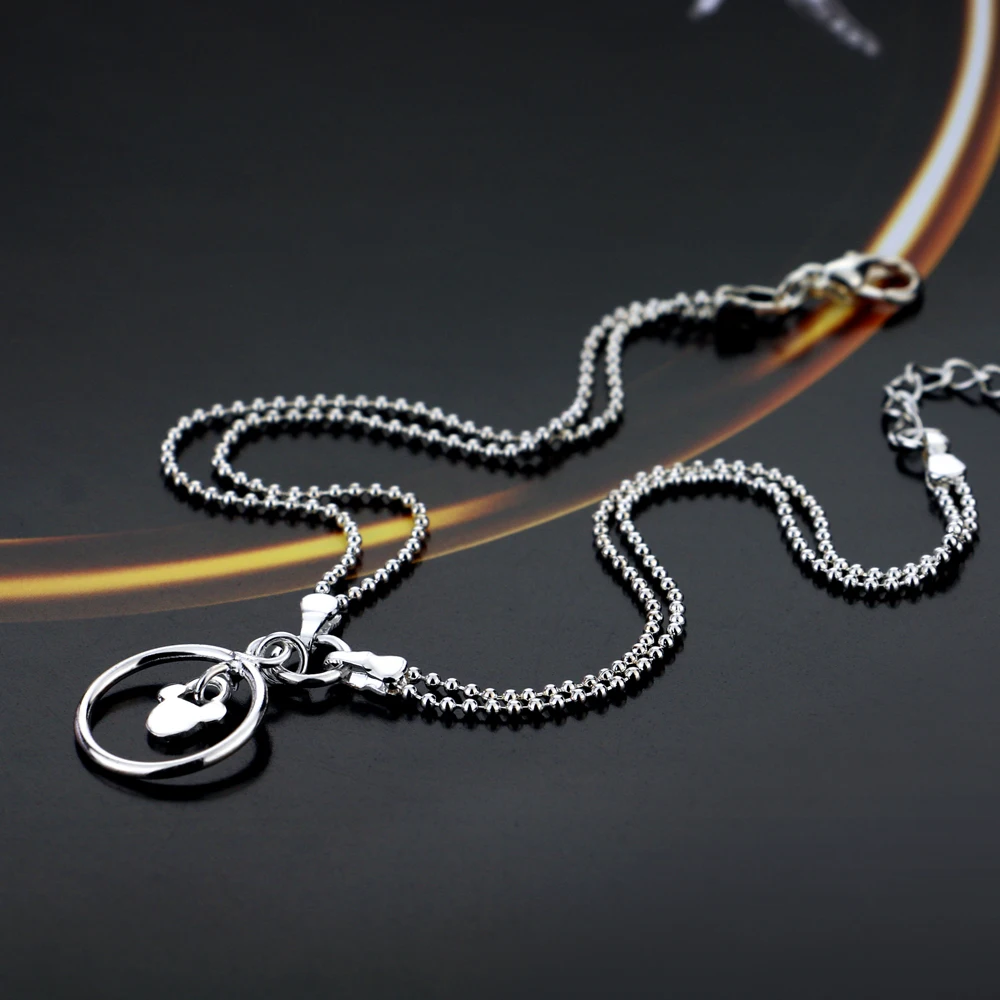 Женский браслет на щиколотке двойные бусины из серебра 925 пробы с подвеской