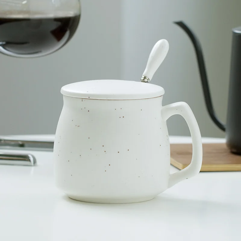 Японская керамическая чашка ретро молочные кружки с крышкой ложки ручка
